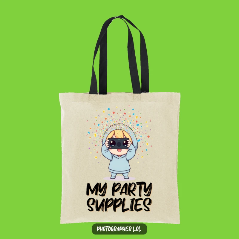 Funny Celebration Photographer Tote Bag: Party Ready - Perfect Casual Gift