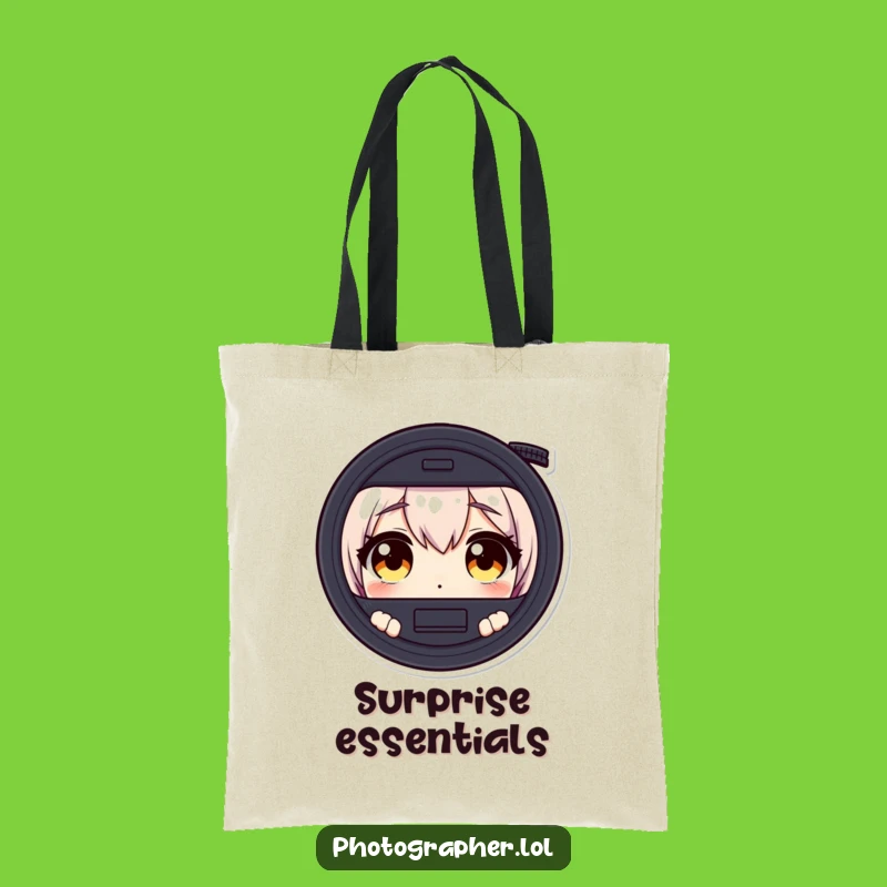 Funny Surprised Photographer Tote Bag - Wide-Eyed Camera Gear Carrier